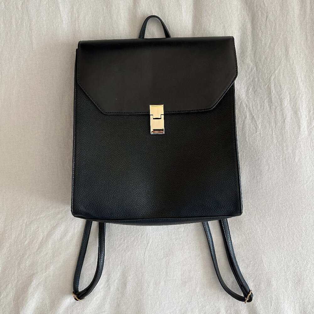 Asos Dark Academia Black Vegan Faux Leather Backpack